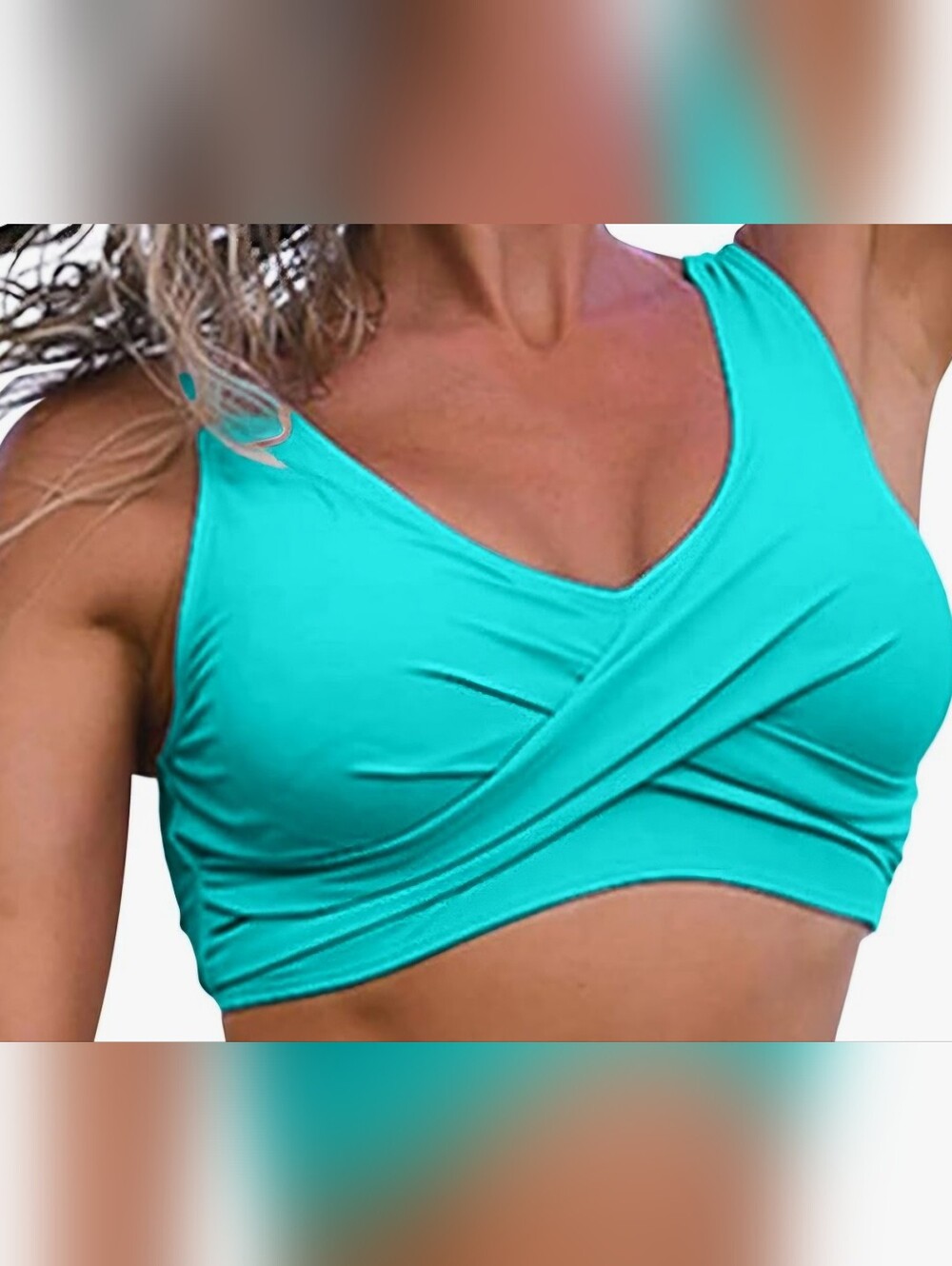 ❗️VIVOLA - Turquoise  - Teal Cross-Front Swin  Bra .BIKINI TOP . NWT ❗️ - Picture 9 of 12